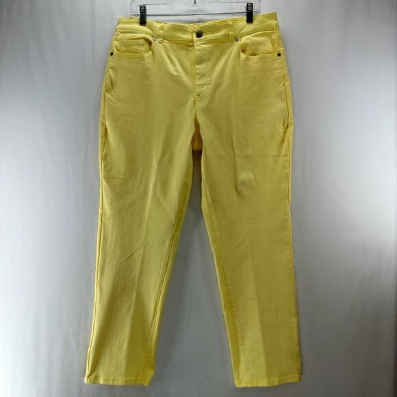 Coldwater Creek Jeans Women 14 Natural Fit High Rise Straight Leg Stretch Yellow - Picture 1 of 10